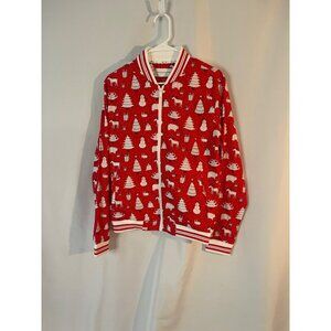 Denim & Flower Ricky Singh Mens M Red Holiday Bomber Jacket ptp 22 L 25